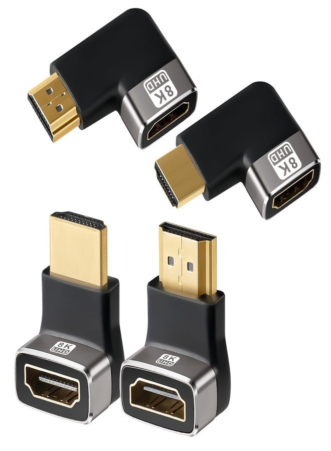 Togconn Right Angle 8K HDMI 2.1 Adapter Multi-Type 90 Degree and 270 Degree Adapter 4 Pack, HDMI Male to Female Vertical Connector Converter HDMI L Shape Extender, Support 8K@60Hz，4K@120Hz，4K@60Hz，4K@30Hz - Image 1